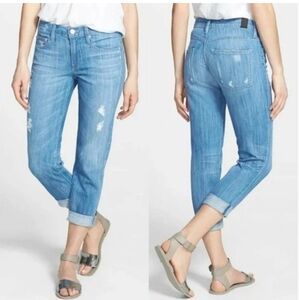 VINCE Mason Relaxed Rolled Jeans Cuffed Distressed Size 25